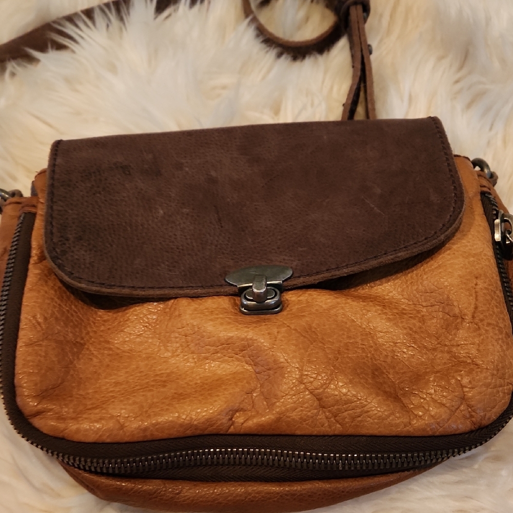 Leibeskind Brown and Tan Leather Crossbody Bag